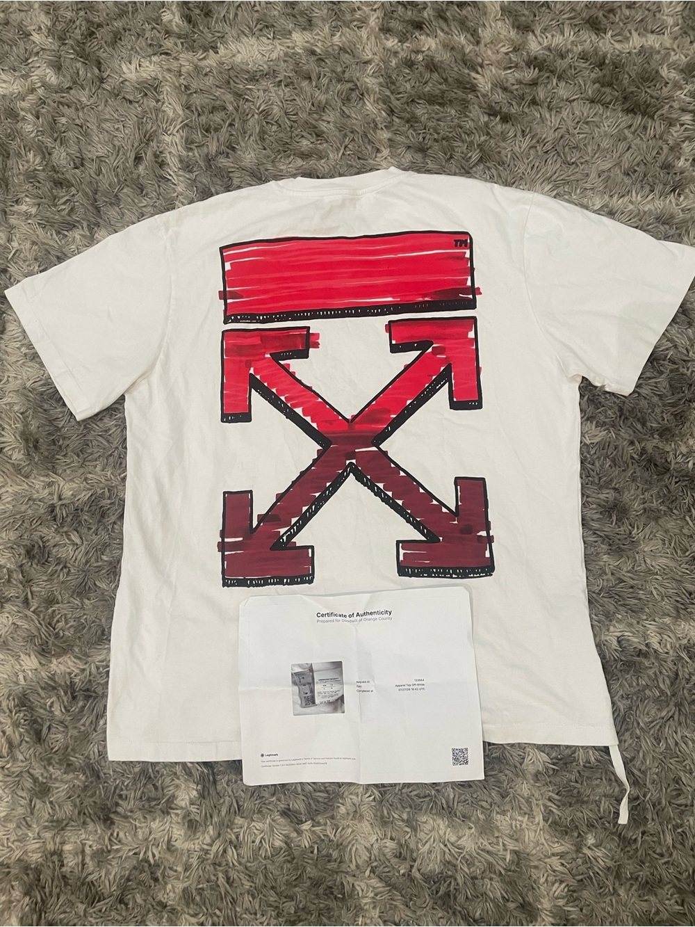 Authentic Off-White Marker Slim Tee White Red